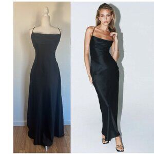 PRINCESS POLLY Celena Black Maxi Dress Cowl Neck Open Lace Up Back Size 1‎2